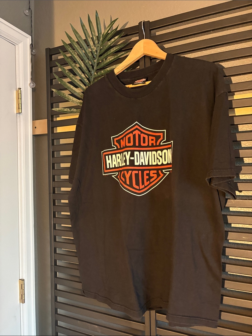 Harley-Davidson Black Tee with Orange and White Shield Logo